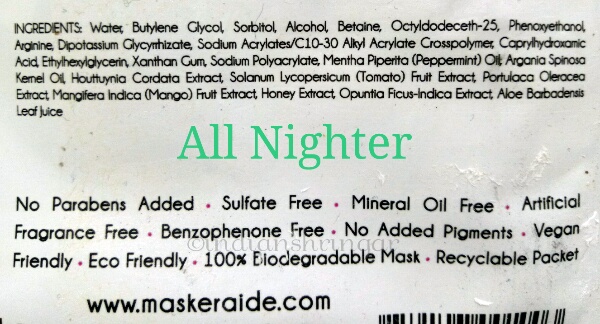 Maskeraide All Nighter ingredients