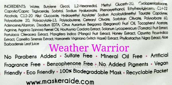 Maskeraide Weather Warrior ingredients