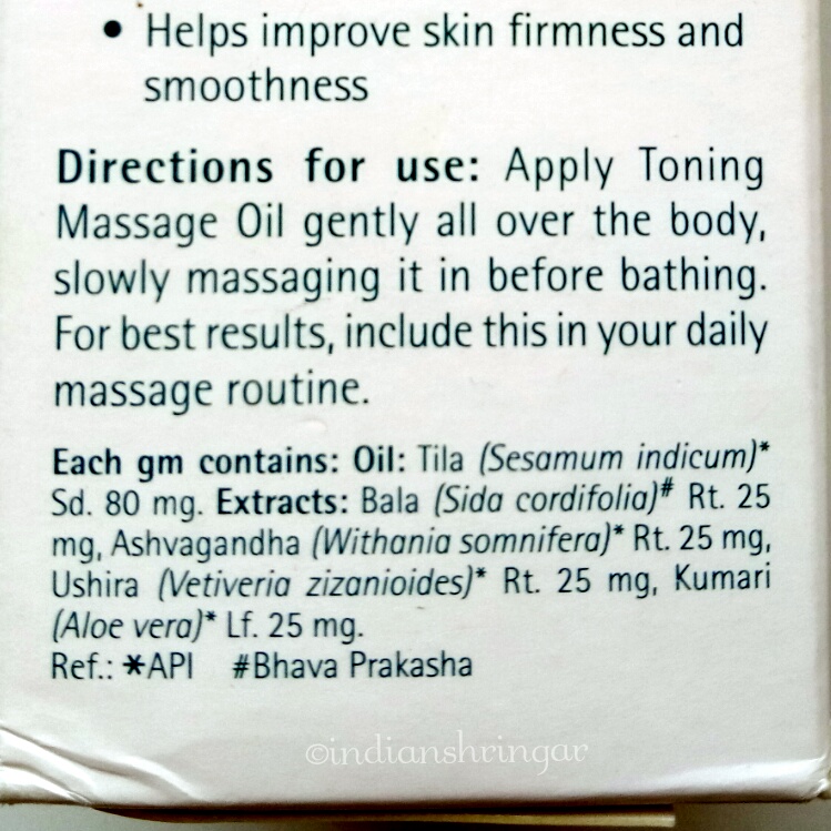 Himalaya For Moms Toning Massage Oil ingredients