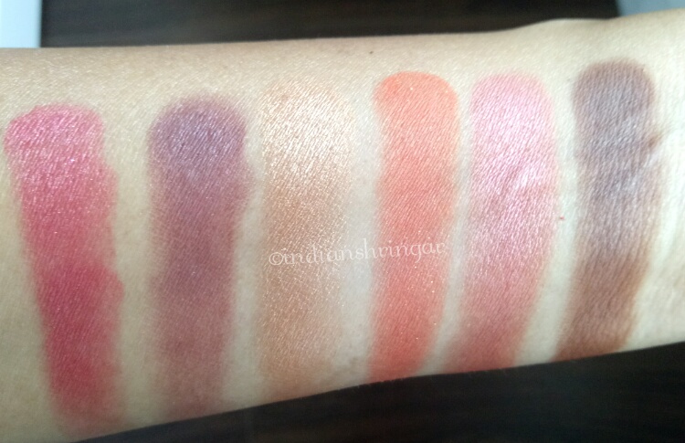 Lakme French Rose eyeshadow palette swatches