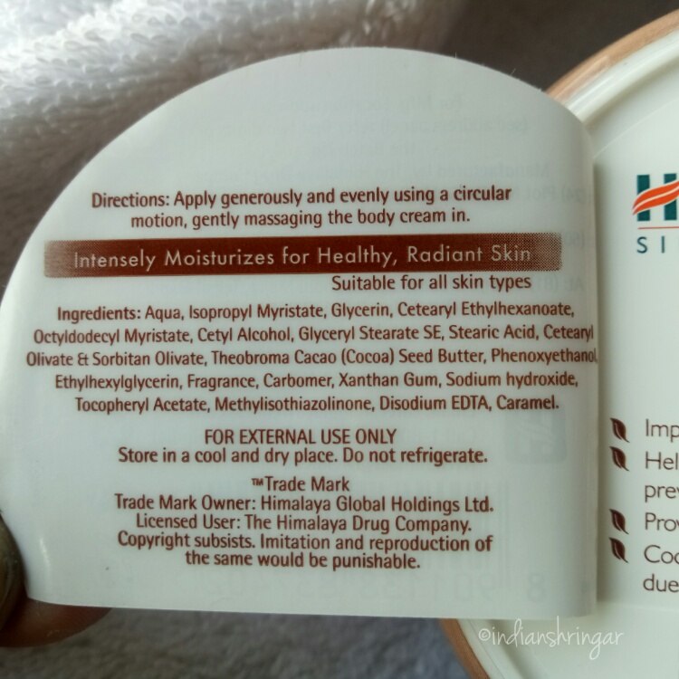 HImalaya Cocoa Butter Body Cream review